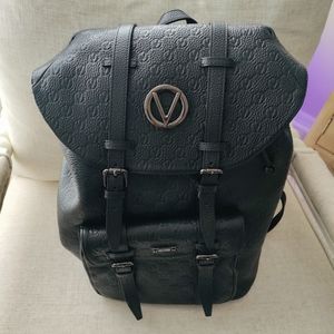Valentino Black Monogram Leather Backpack